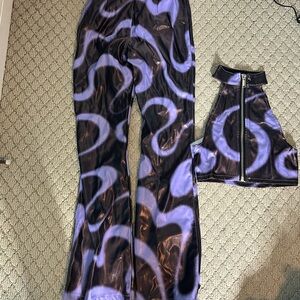 POSTER GIRL Black and Purple Flare Jumpsuit